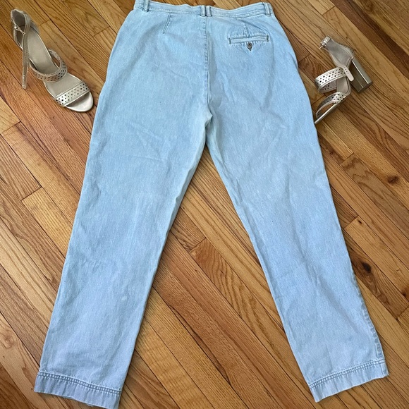 Vintage Aged Denim High Waist Mom Baggy Pinstripe Tomboy Boyfriend Edgy culottes - Picture 4 of 7